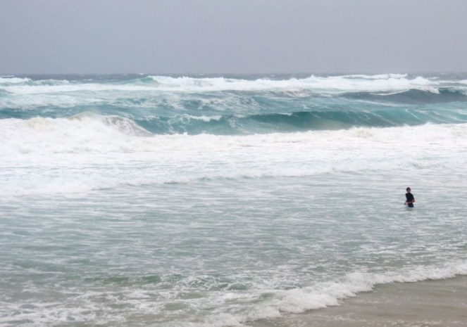 Fierce choppy waves at Duranbah Beach.