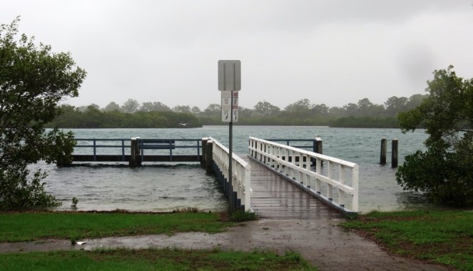 High tide at the jetty.
