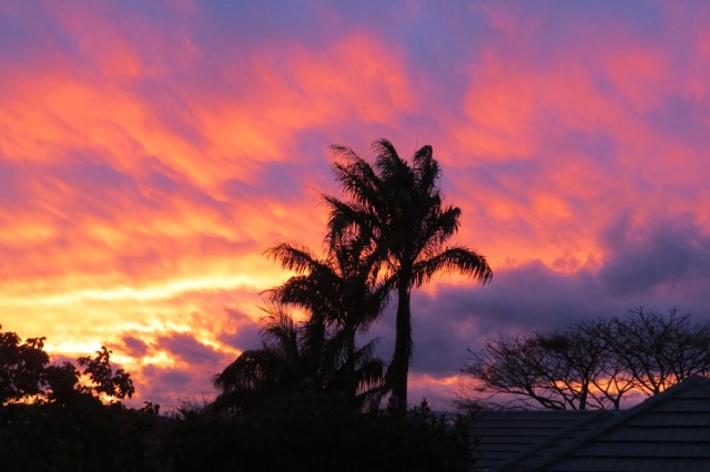 After wild weather, as the colour purple shares the sky with some orange.