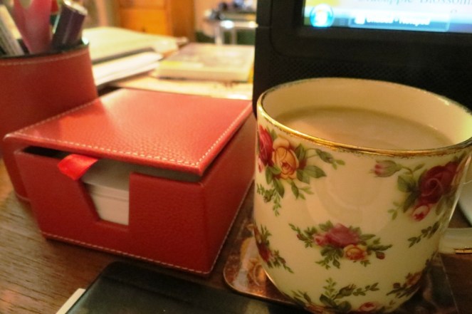 There are shades of red in the office too.