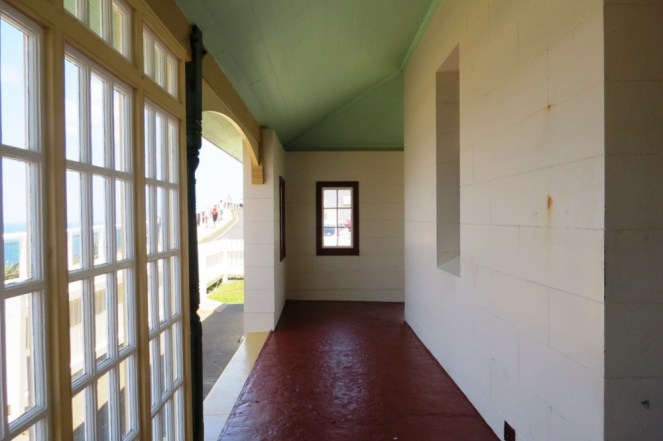 Three windows and a door.