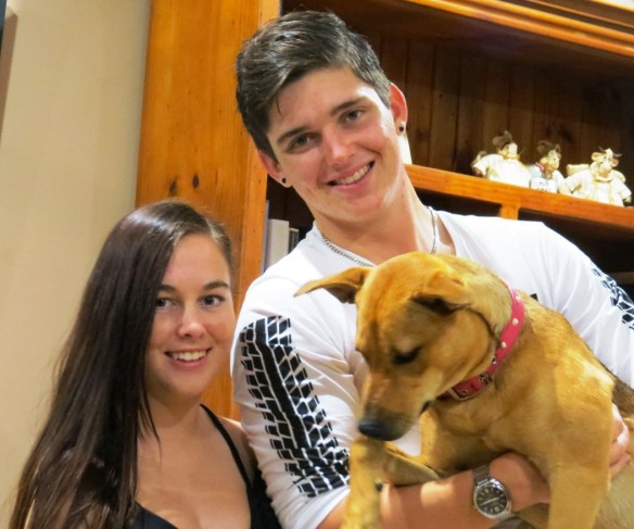 Adam today, with Mary, and their dog, Forrest.